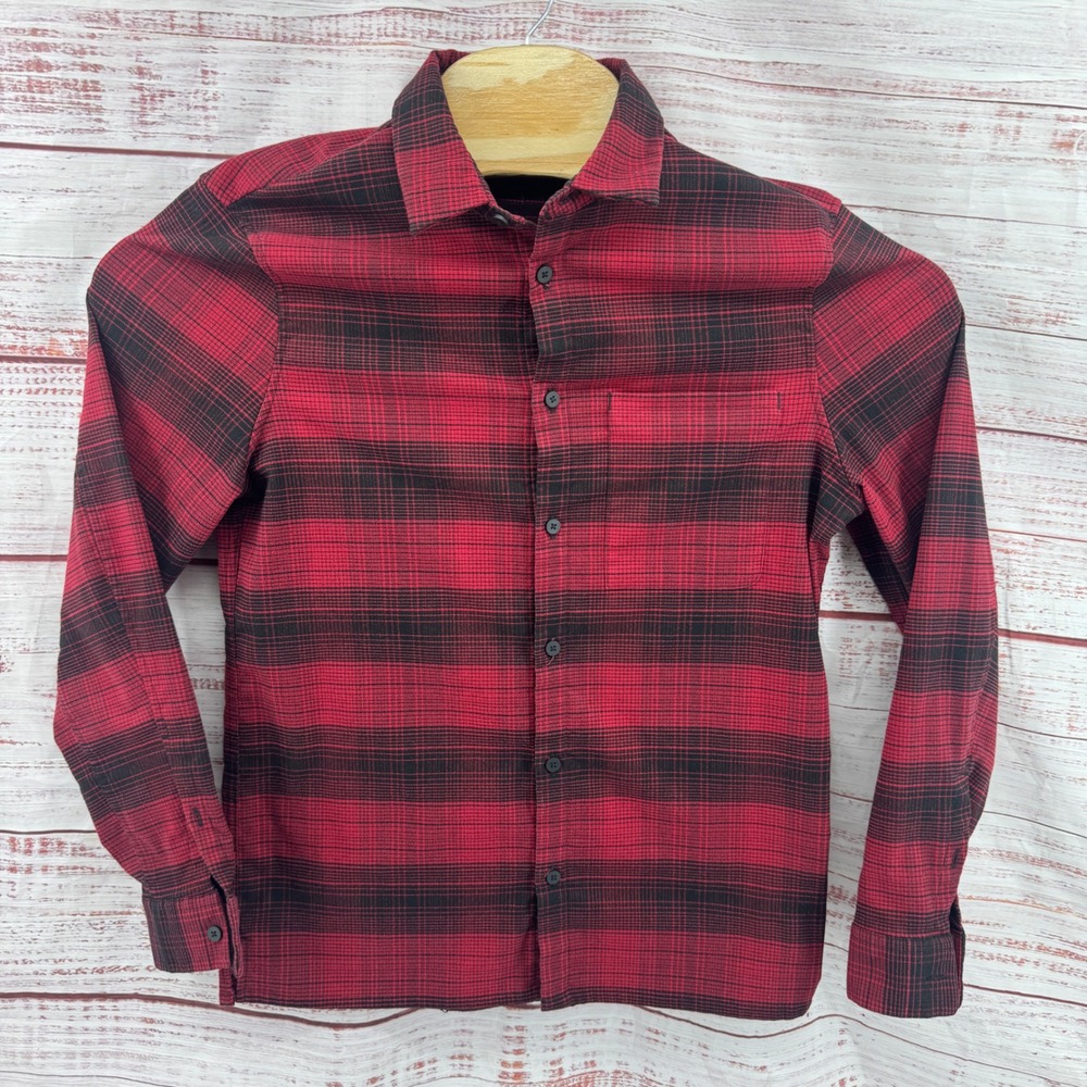 Lululemon Flannel Shirt Mens Size Small Red Black Plaid Long Sleeve Button Down